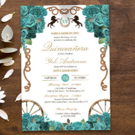 Invitation Turquoise Aquamarine Ouest Charra Quinceañera