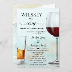 Invitation Turquoise avec Whiskey Or & vin avant de faire Dou