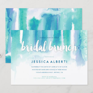 Invitation Turquoise Bleu Aquarelle Laver Bridal Brunch Invit