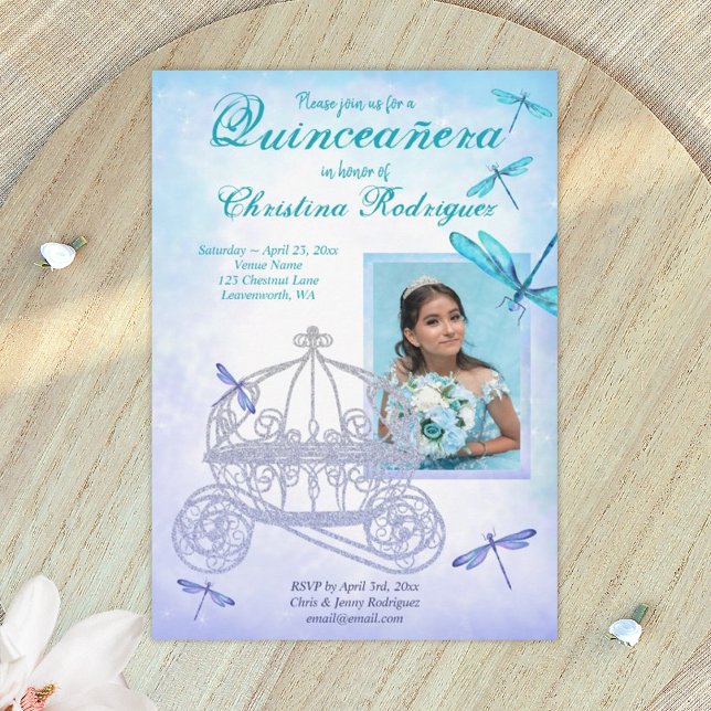 Invitation Turquoise, Bleu Clair Quinceañera (light blue and turquoise quinceanera invitations)