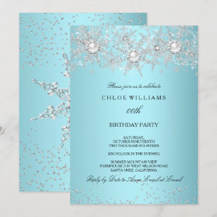 Invitation Turquoise bleu cristal Pearl Flocon de neige hiver