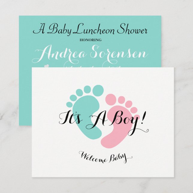 Invitation Turquoise Blue Baby Reveillez Baby shower Invitati (Devant / Derrière)