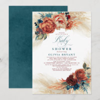 Turquoise Blue et Terracotta Floral Boho Baby show