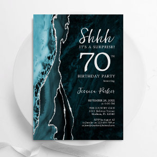 Invitation Turquoise Blue Silver Agate Surprise 70e anniversa