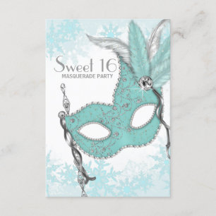 Invitation Turquoise Blue Snowflake Sweet 16 Masquerade Party