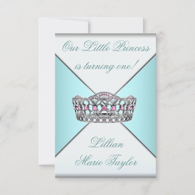 Invitation Turquoise Blue Tiara Princess (Devant)