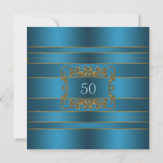 Invitation Turquoise Blue Womans 50e fête d'anniversaire (Devant)