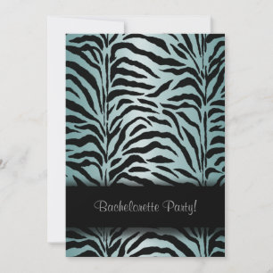 Invitation Turquoise Blue Zebra Bachelorette Party
