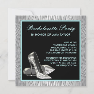 Invitation Turquoise Blue Zebra High Heures Bachelorette Part