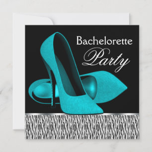 Invitation Turquoise Blue Zebra High Heures Bachelorette Part