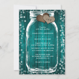 Invitation Turquoise bois Mason Jar Rustique Mariage de autom