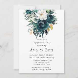 Invitation Turquoise Botanique Floral Peony