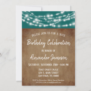 Invitation Turquoise Brown Lumières Anniversaire Fête Invitat