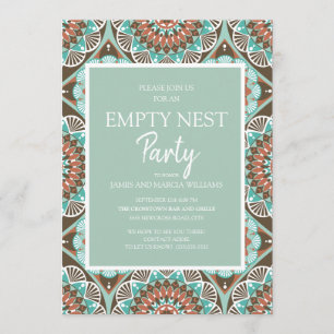 Invitation Turquoise Brown Mandela Motif Vide Nest Party