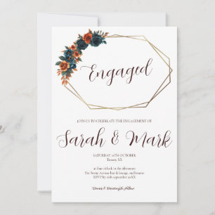 Invitation Turquoise Burnt Orange Fiançailles Modèle d'invita