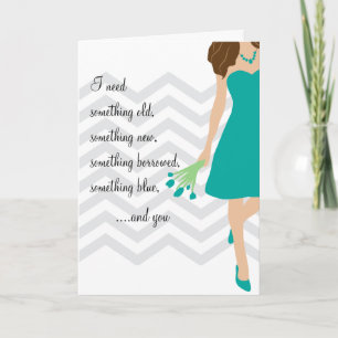 Invitation Turquoise Chevron Seras-Tu Ma Servante D'Épouse