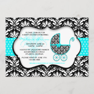Invitation turquoise chic de baby shower de