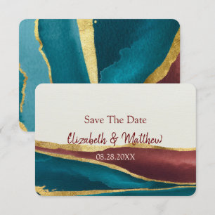 Invitation Turquoise Crème Rouille Agate Pierre Enregistrer L
