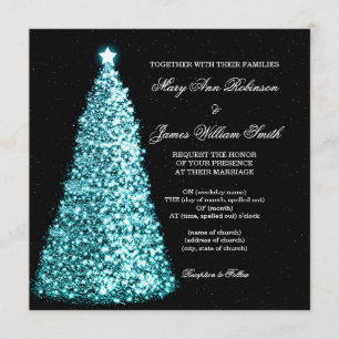 Invitation Turquoise de mariage de Noël d'étincelle