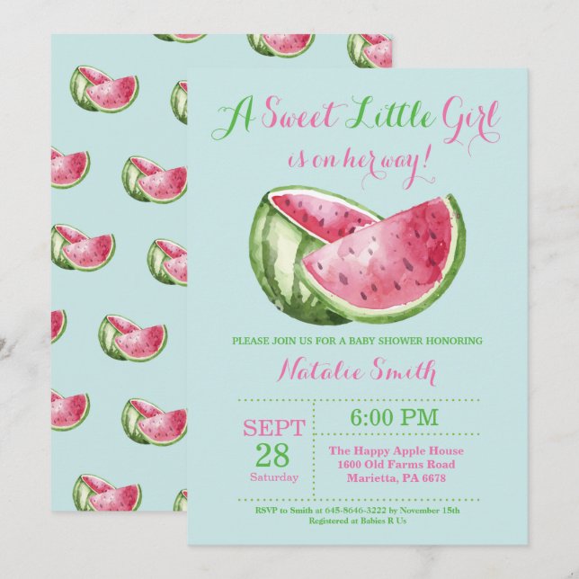 Invitation Turquoise de Teal d'Aqua de baby shower de (Devant / Derrière)