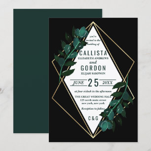 Invitation Turquoise d'or moderne Terrarium de verdure noire