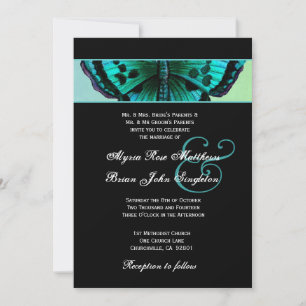 Invitation Turquoise et Aqua Vintage Butterfly Mariage V3
