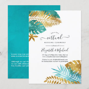 Invitation Turquoise et Gold Tropical Online Mariage virtuel