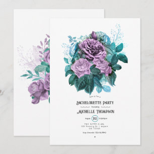 Invitation Turquoise et Lavender Floral Bachelorette Party