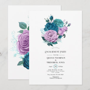 Invitation Turquoise et Lavender Floral Engagement Party