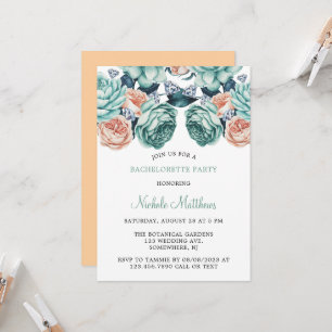 Invitation Turquoise et Pêche Rose Bachelorette Party