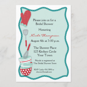 Invitation turquoise et rouge de Fête de la mariée