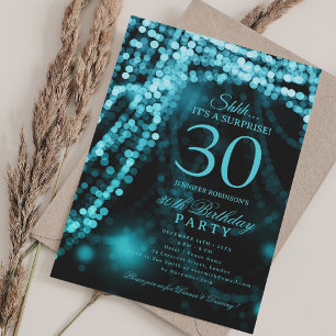 Invitation Turquoise Fête d'anniversaire surprise 30 ans