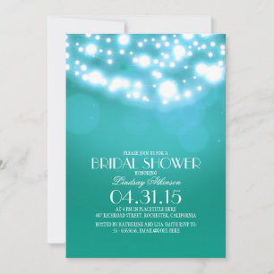 Invitation turquoise feu à cordes bleues douche vintage