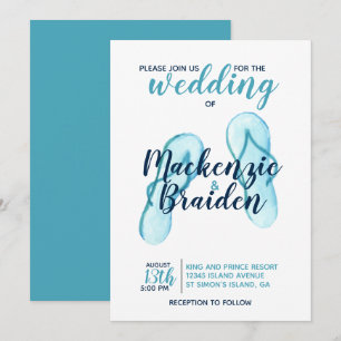 Invitation Turquoise Flip Flops Beach Wedding