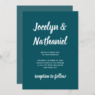 Invitation Turquoise foncé   Script simple et moderne