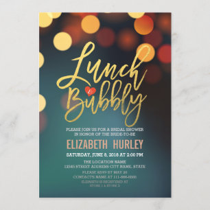 Invitation Turquoise Gold Bokeh Lights Déjeuner Fête des mari