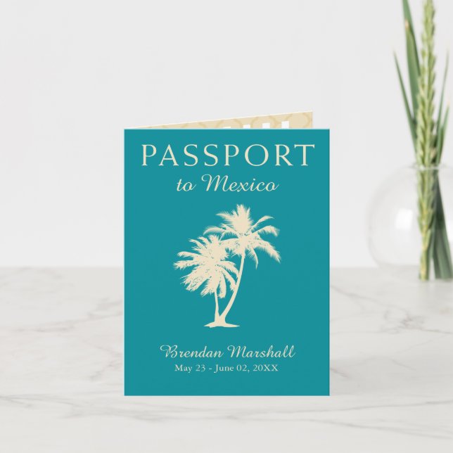 Invitation Turquoise Gold Mexique 21E Anniversaire Passport I (Devant)