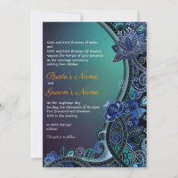 Turquoise Green Blue Paisley Lotus Luxe Mariage in