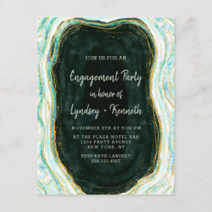 Invitation Turquoise Green & Gold Agate Marble