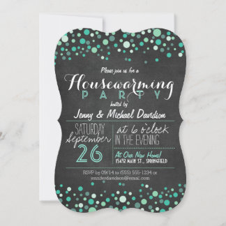 Invitation Turquoise Green Retro Chalkboard Fête de réchauffe