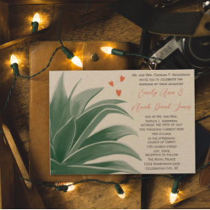 Invitation Turquoise Jardin rustique Pays Mariage Succulent