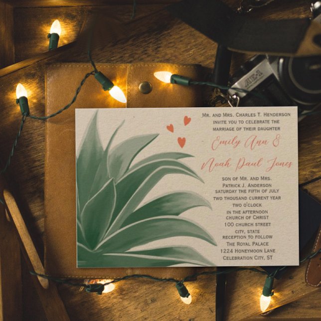 Invitation Turquoise Jardin rustique Pays Mariage Succulent (Créateur téléchargé)