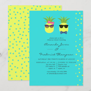 Invitation Turquoise & Lemon Tropical Dîner de Répétition d'É