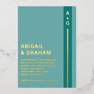 Invitation turquoise Mariage Foil