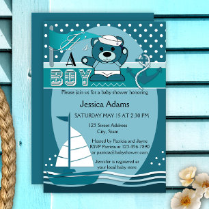 Invitation turquoise Nautical Boy Baby shower