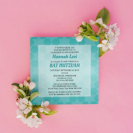 Invitation Turquoise Ombre Star de David Bat mitzvah Carré