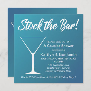 Invitation Turquoise Ombre Stock Bar Script Couples Douche