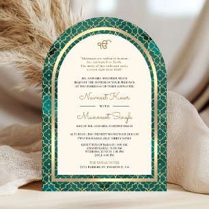 Invitation Turquoise or Marocain QR Code Sikh Arch Mariage