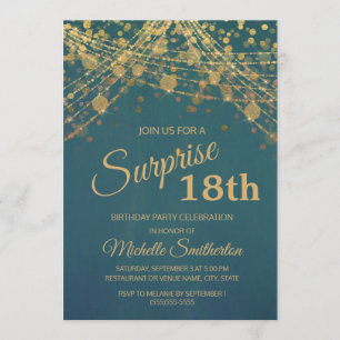 Invitation Turquoise or Parties scintillant String lumières 1