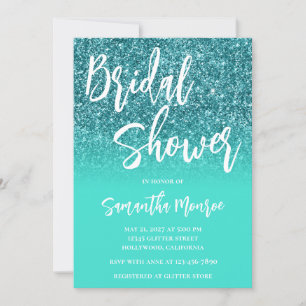 Invitation Turquoise Pailleté Turquoise Clair Dégradé Enterre